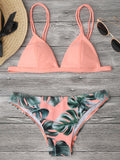 Palm Leaf Print Cami Bikini