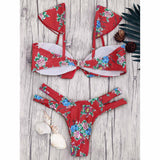 New Floral Print Banded Knot Bikini