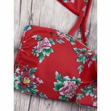 New Floral Print Banded Knot Bikini