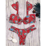 New Floral Print Banded Knot Bikini