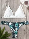Padded Leaf Print Ladder Cut Bikini