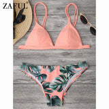 Palm Leaf Print Cami Bikini
