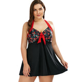 Retro Plus Size Halter Cherry Tankini Set Women Swimsuit