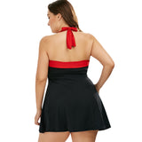 Retro Plus Size Halter Cherry Tankini Set Women Swimsuit