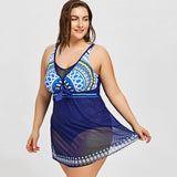 Plus Size Aztec Print Skirted One Piece Swimsuit