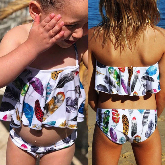 New Summer Toddler Feather Swimsuit
